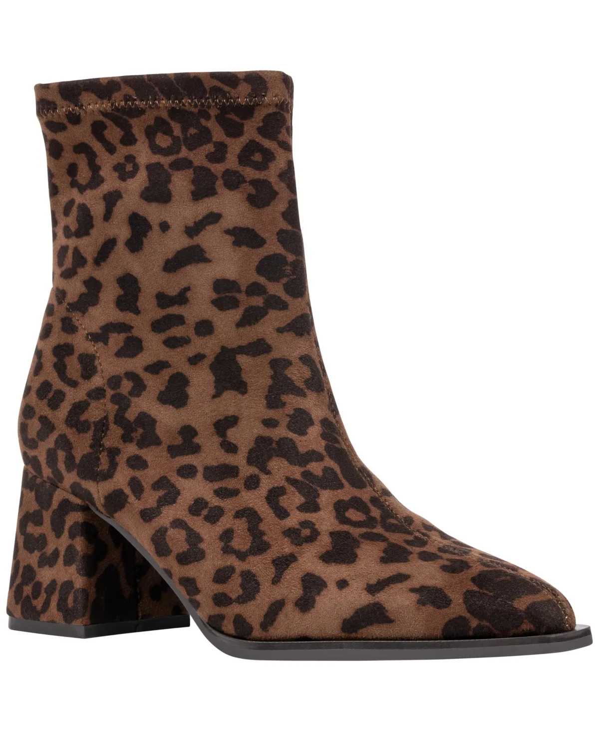 Rolette Block-Heel Square-Toe Faux Suede Booties by Gc Shoes