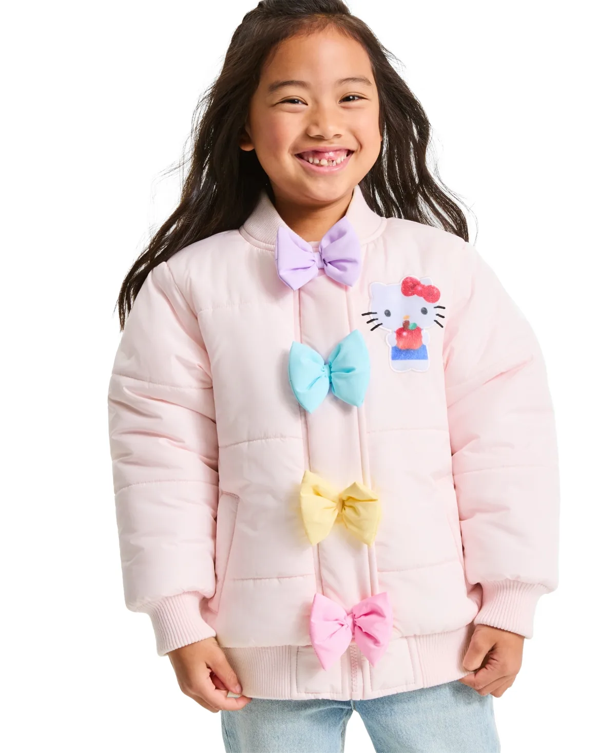 Hello Kitty and Friends Zip-Up 3-D Bow Puffer Jacket by Macy's