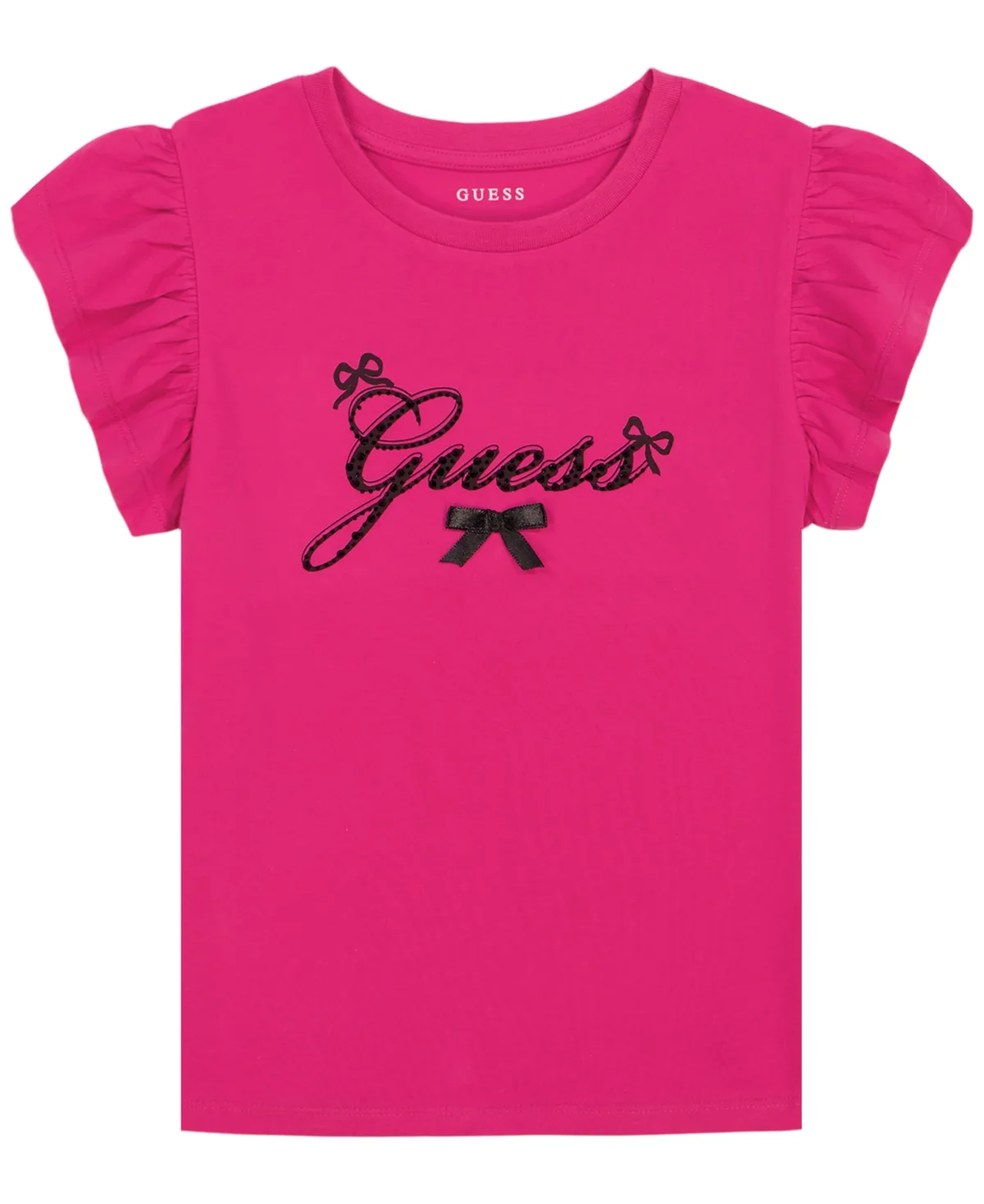 Script Jersey-Knit Bow Detail Short-Sleeve T-Shirt by GUESS