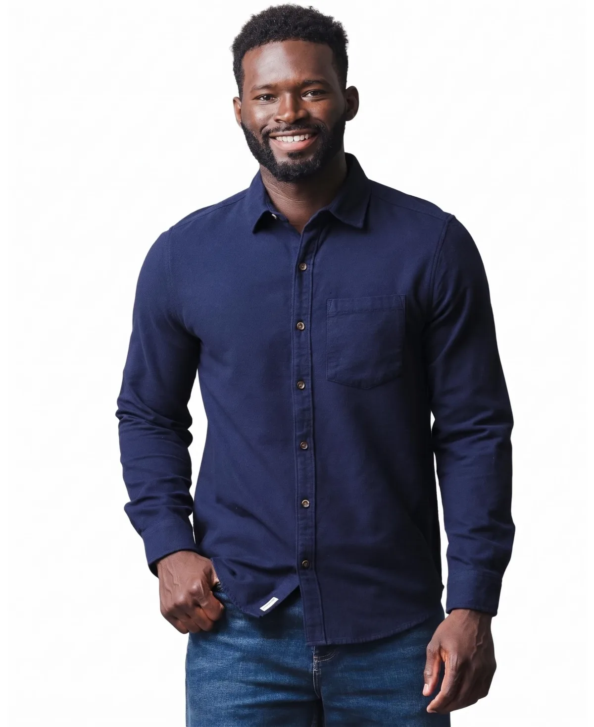 Long-Sleeve Flannel Button-Down Shirt by Hope & Henry