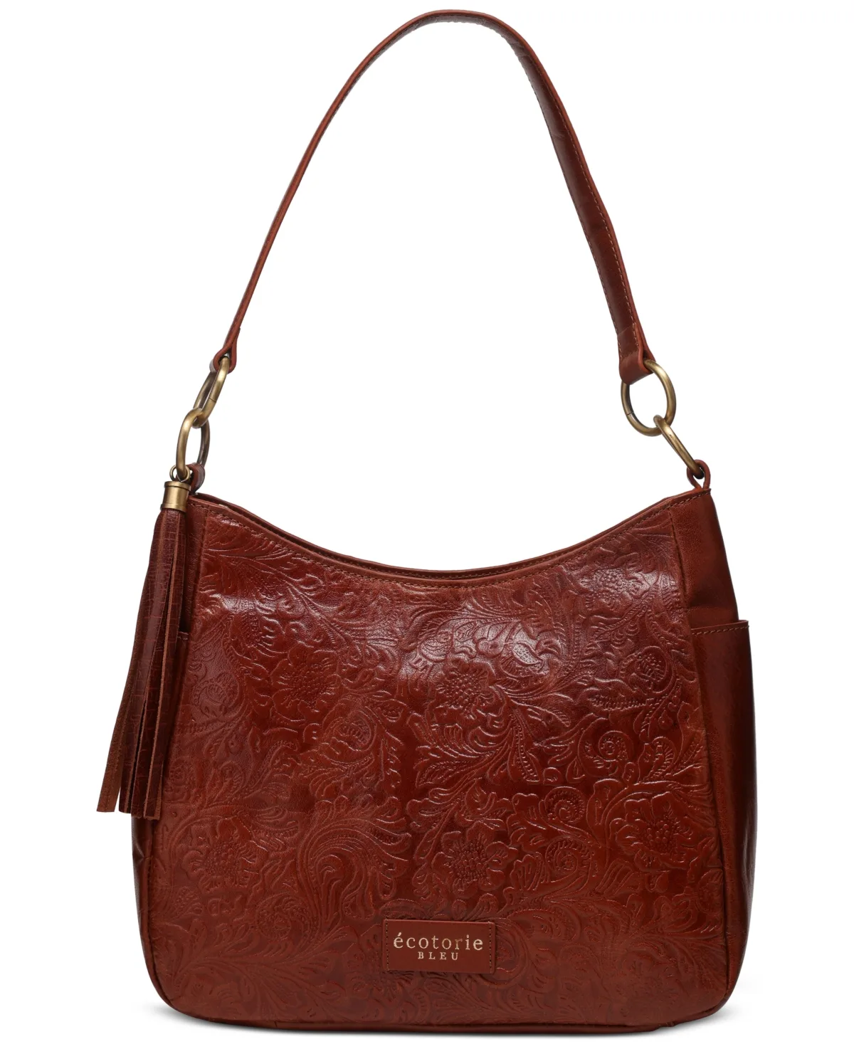Lenor Embossed Floral Leather Shoulder Bag by Ecotorie