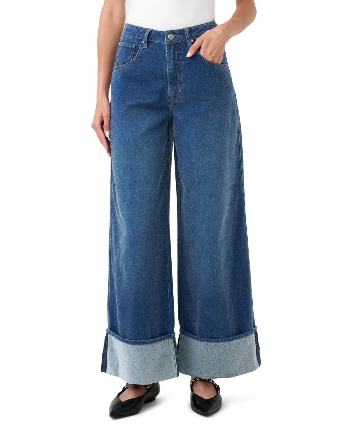Chenille Cuff Wide Leg Jean