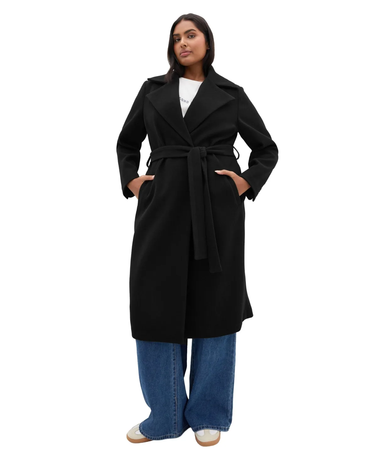 Riley Row Belted Longline Coat by City Chic