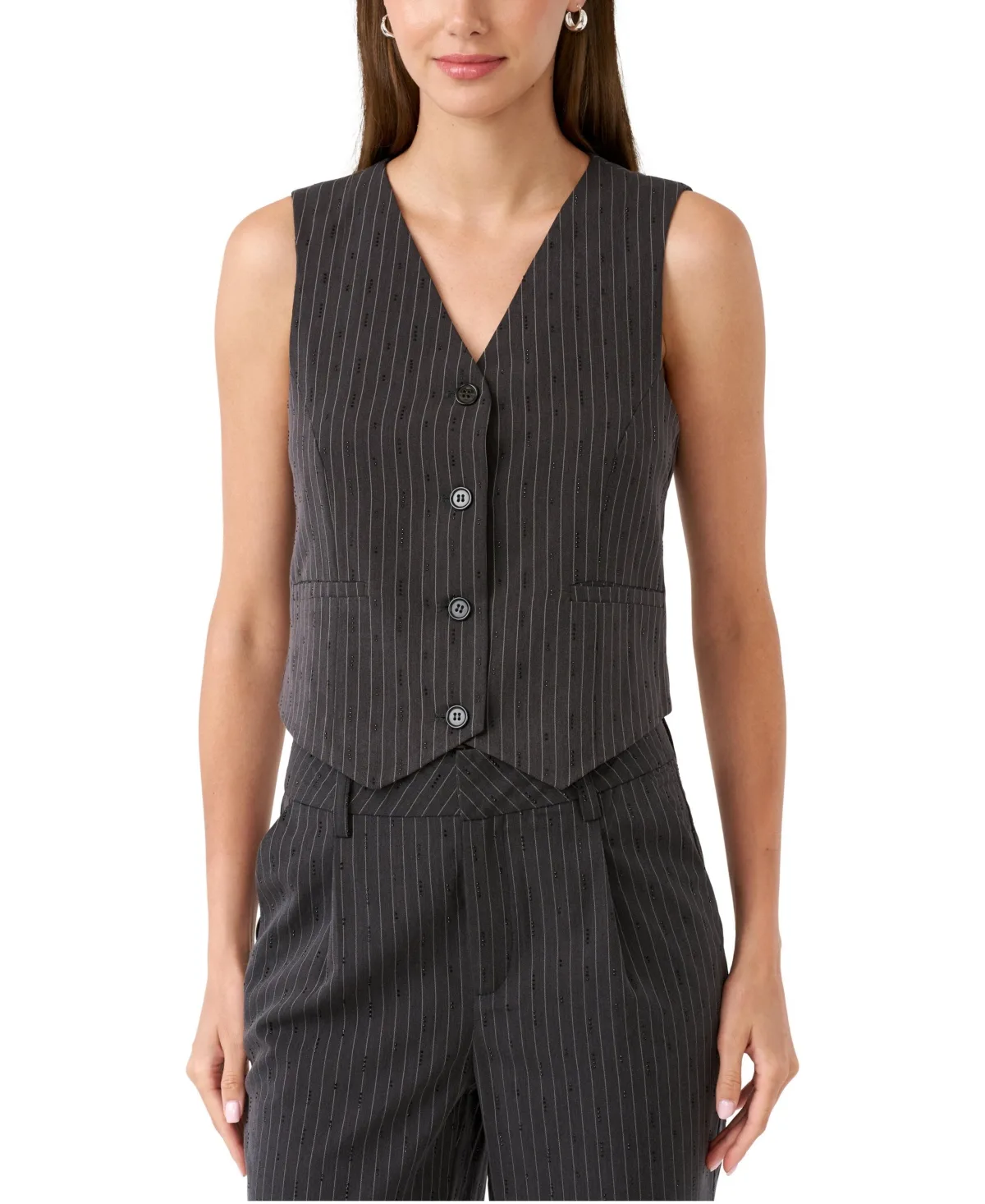 Pinstripe Embellished Vest by Rebecca Minkoff