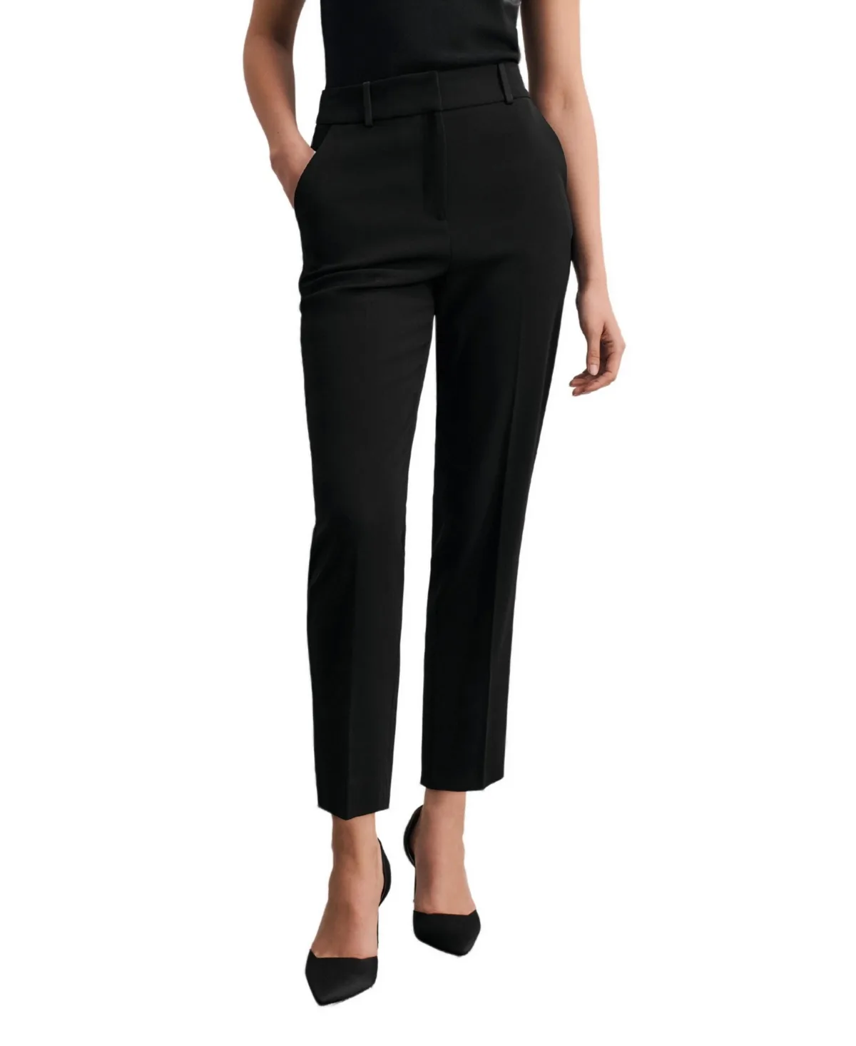 Tailored High-Rise Ankle-Grazing Trousers by The Fold
