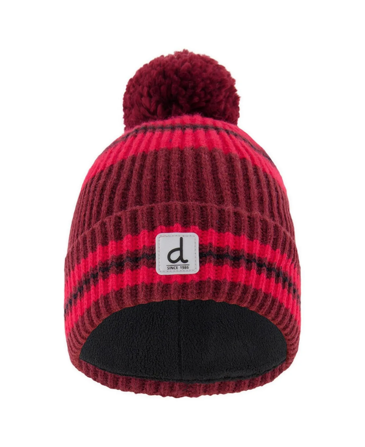 Striped Fleece-Lined Beanie with Pompom by Deux Par Deux