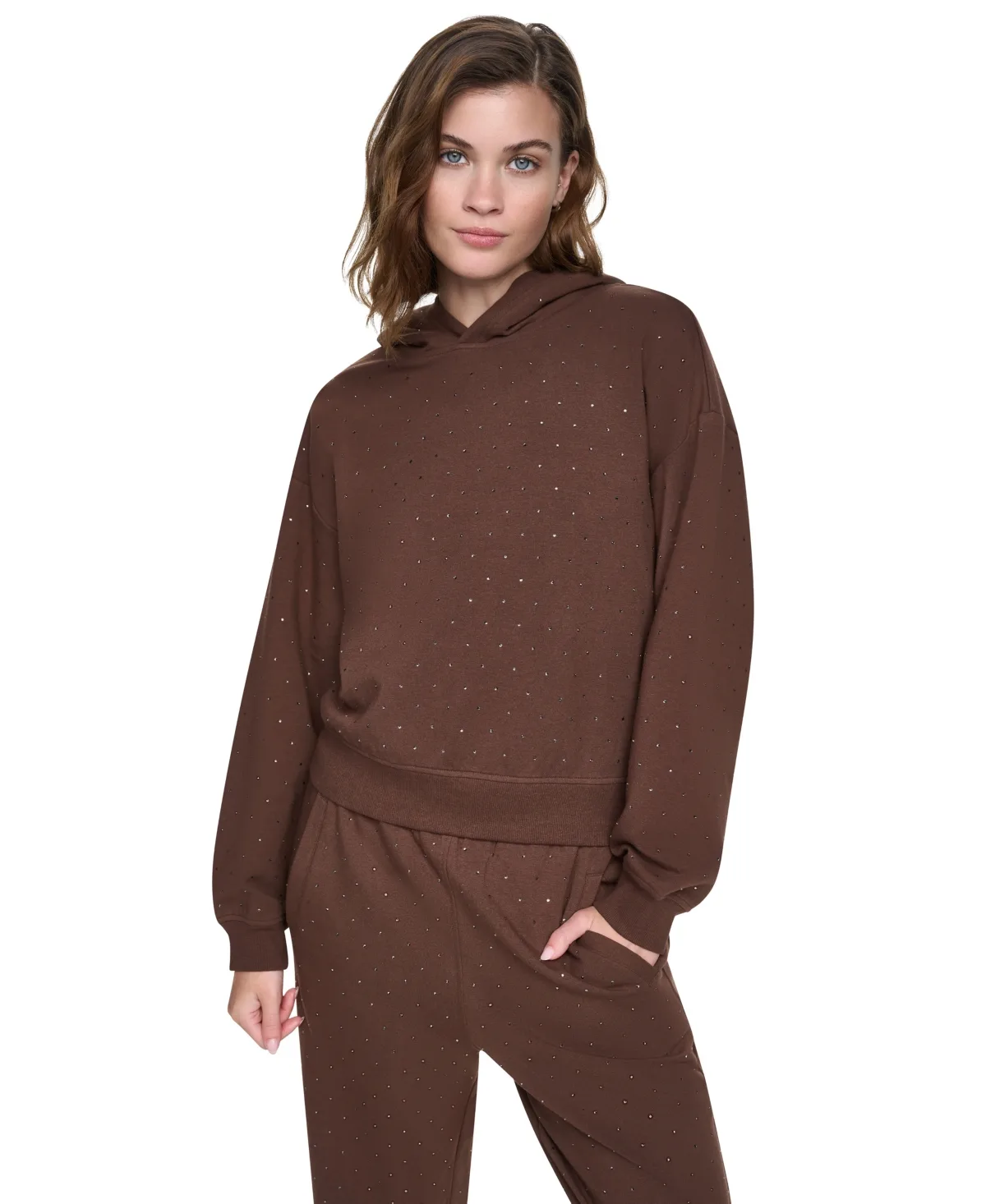 Rhinestone Hooded Pull-On Sweatshirt