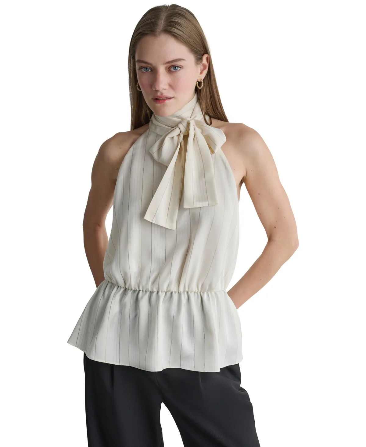 Halter Peplum Satin Blouse by BCBG