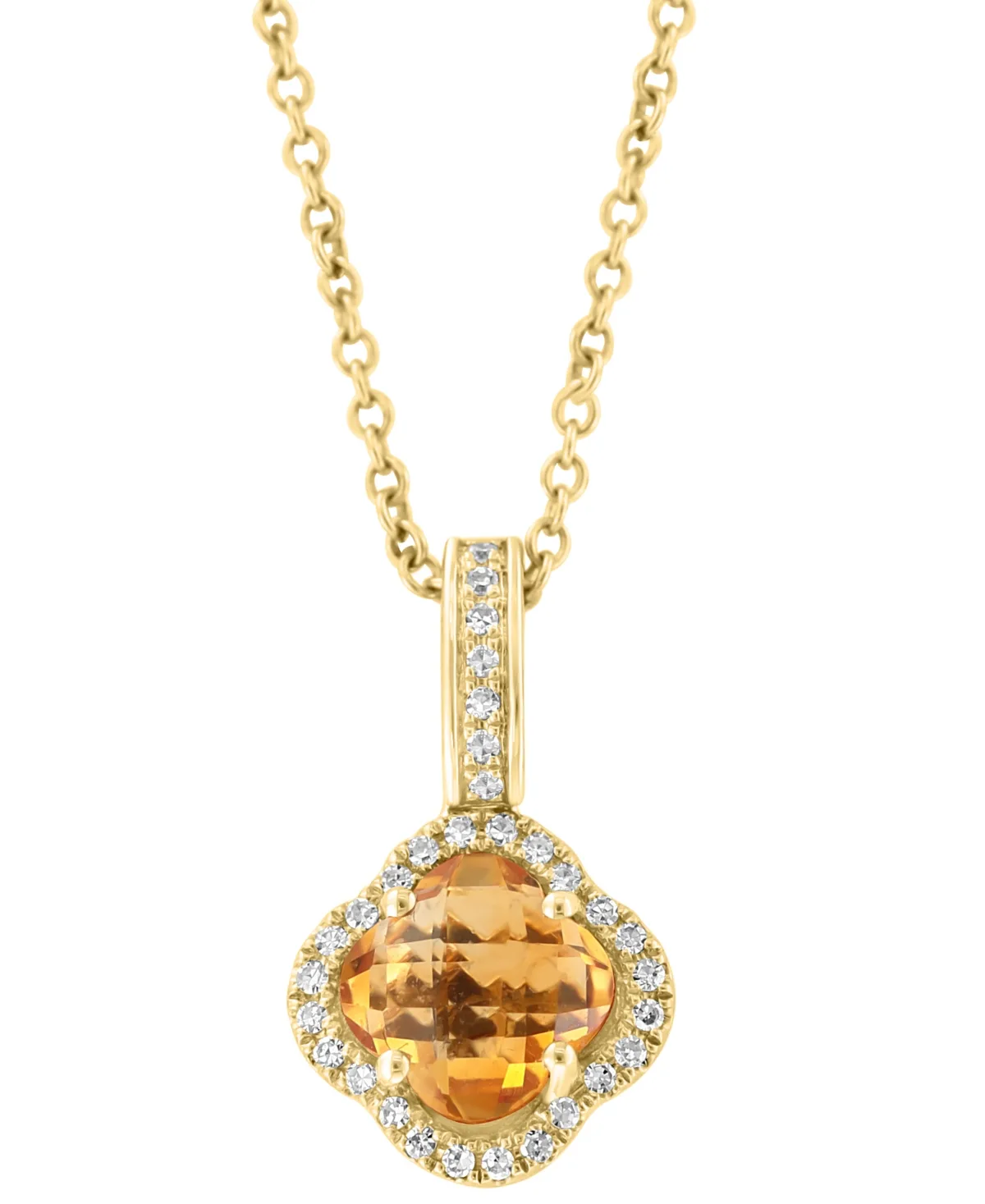 Diamond (1/20 ct. t.w.) and Citrine (1-1/10 ct. t.w.) Pendant in 14k Yellow Gold by Effy Collection