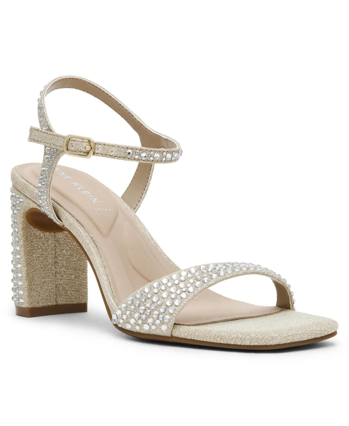Beata Crystal Block Heel Square Toe Sandals