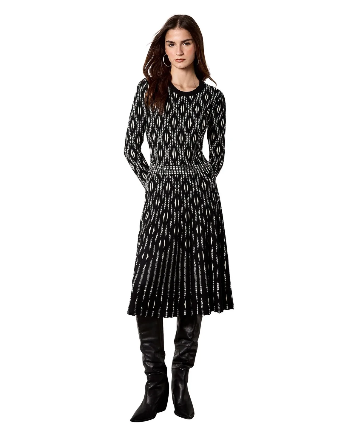 Diamond-Pattern Ribbed-Knit Viscose-Blend Midi Dress by Apricot