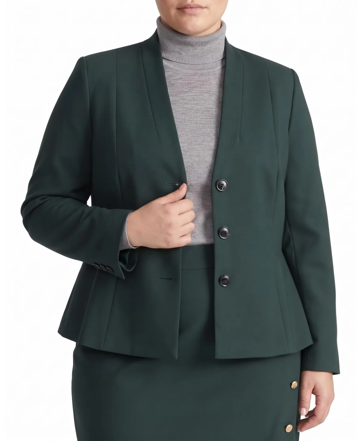 Kenton Peplum Ponte Collarless Blazer by Universal Standard