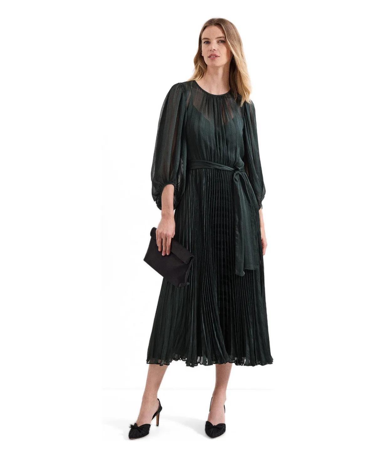 Lucie Striped Pleated A-Line Midi Dress by Phase Eight
