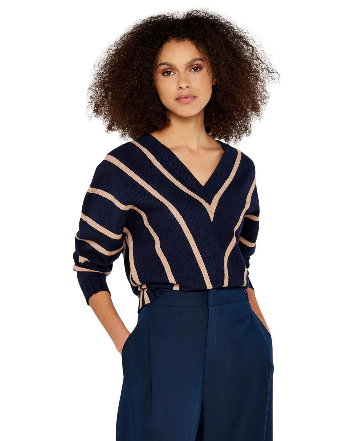 Chevron V-Neck Jumper by Apricot