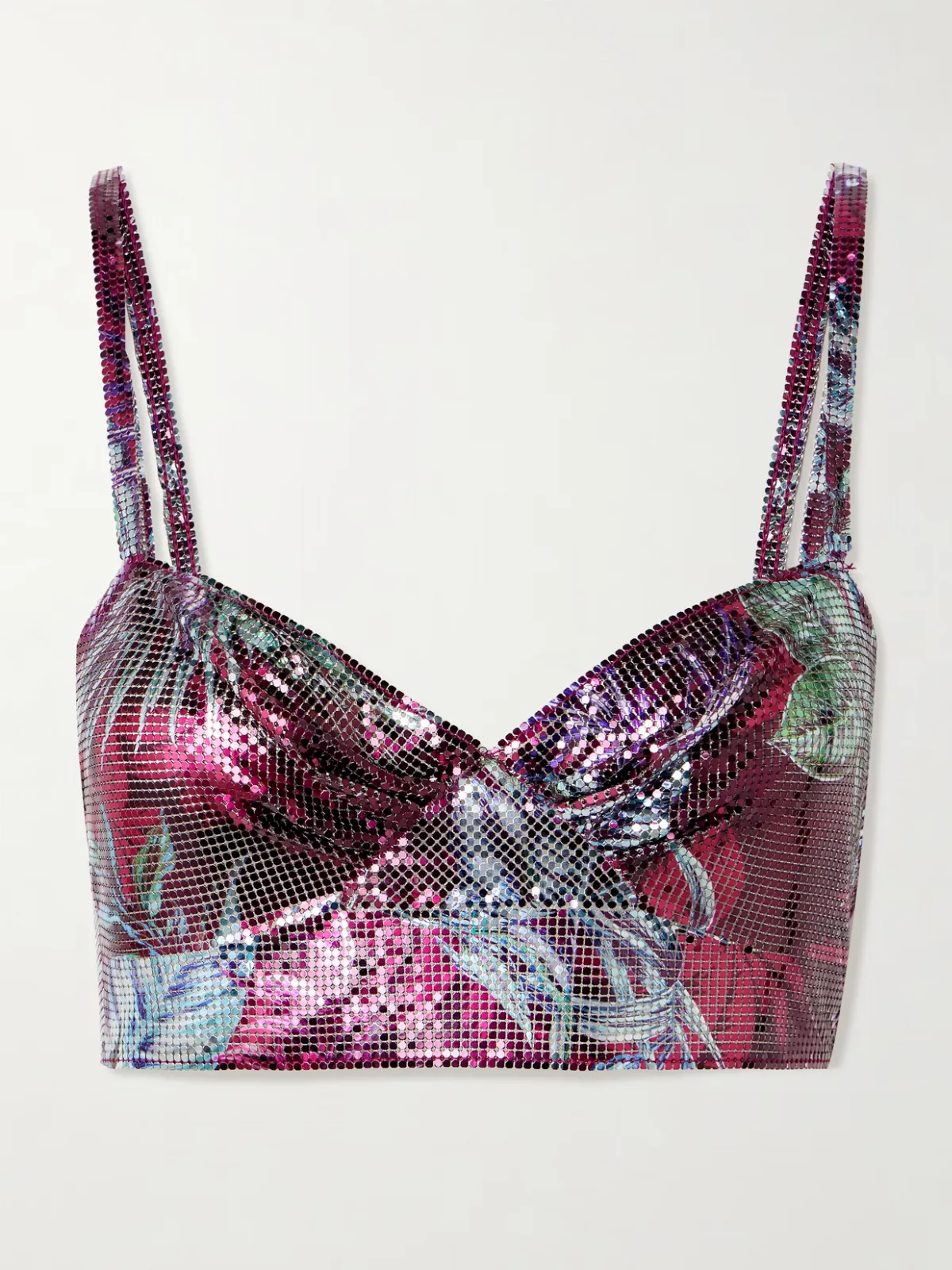 - Cropped Printed Chainmail Top -