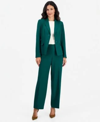 Notch Collar Stretch Wide Leg Jacket Pants 2 Piece Set