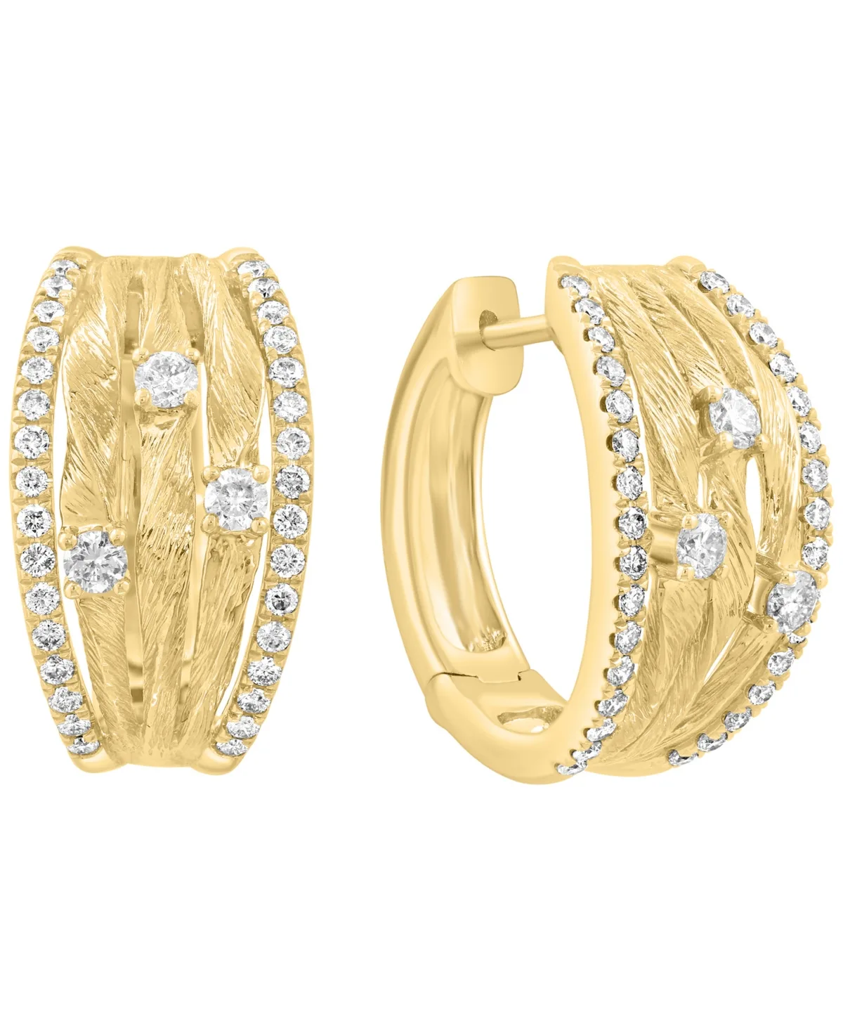 Huggie Hoop Diamond Earrings (5/8 ct. t.w.) in 14k Yellow Gold