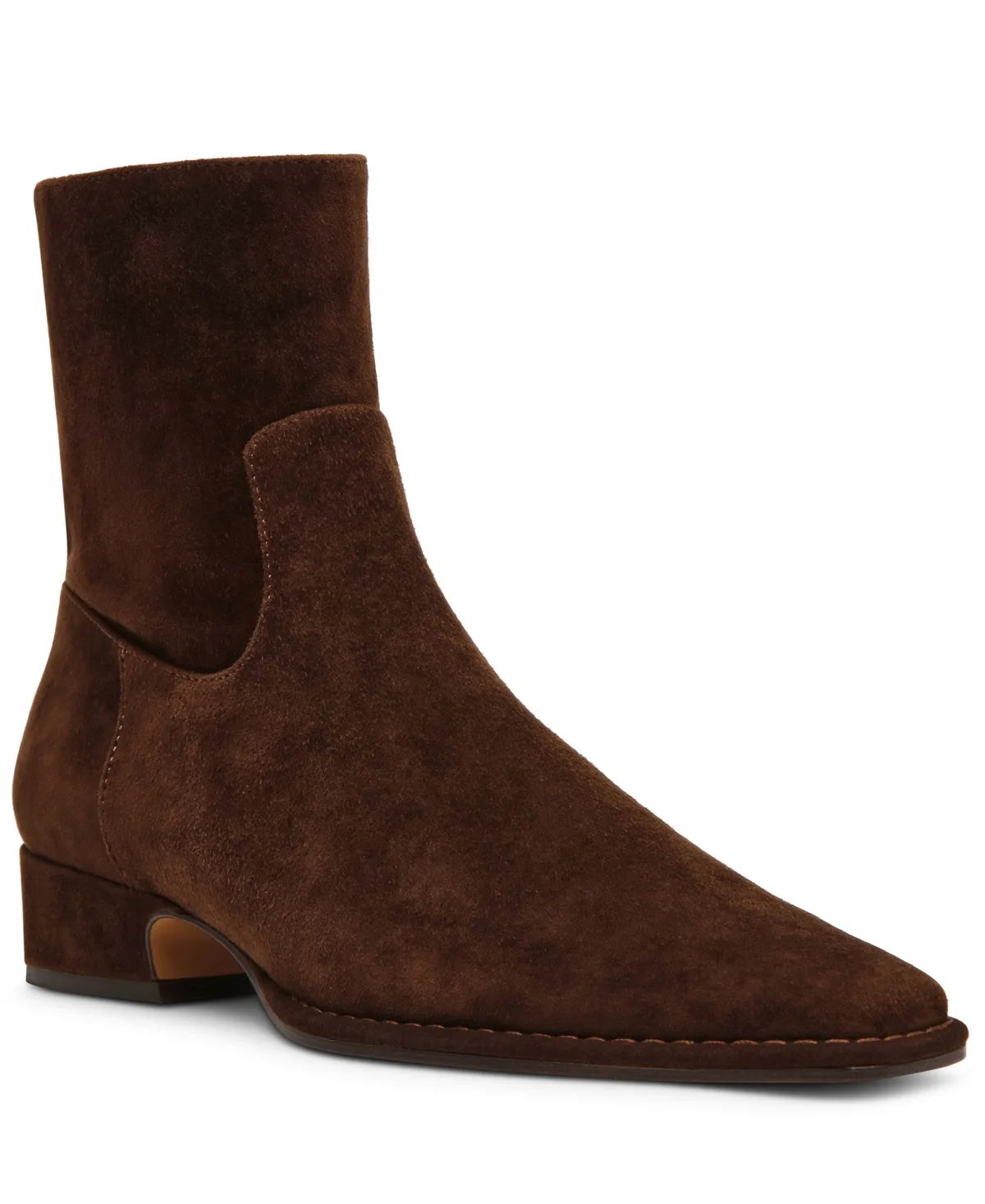 Dorene Block Heel Ankle Booties - Brown Suede by Steve Madden