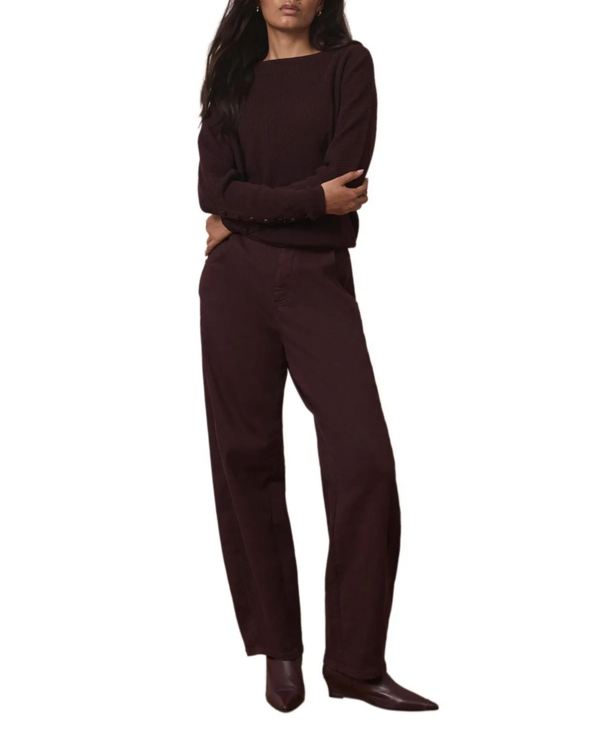 Lace Detail Boat Neck Long-Sleeve Pullover Sweater by Mint Velvet