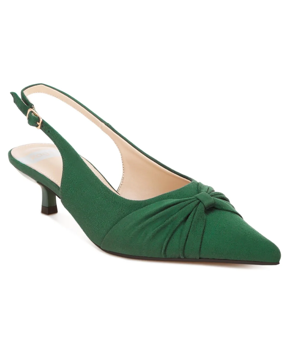 Salvia Kitten-Heel Pointed-Toe Slingback Pumps - Green Suede by Rag & Co
