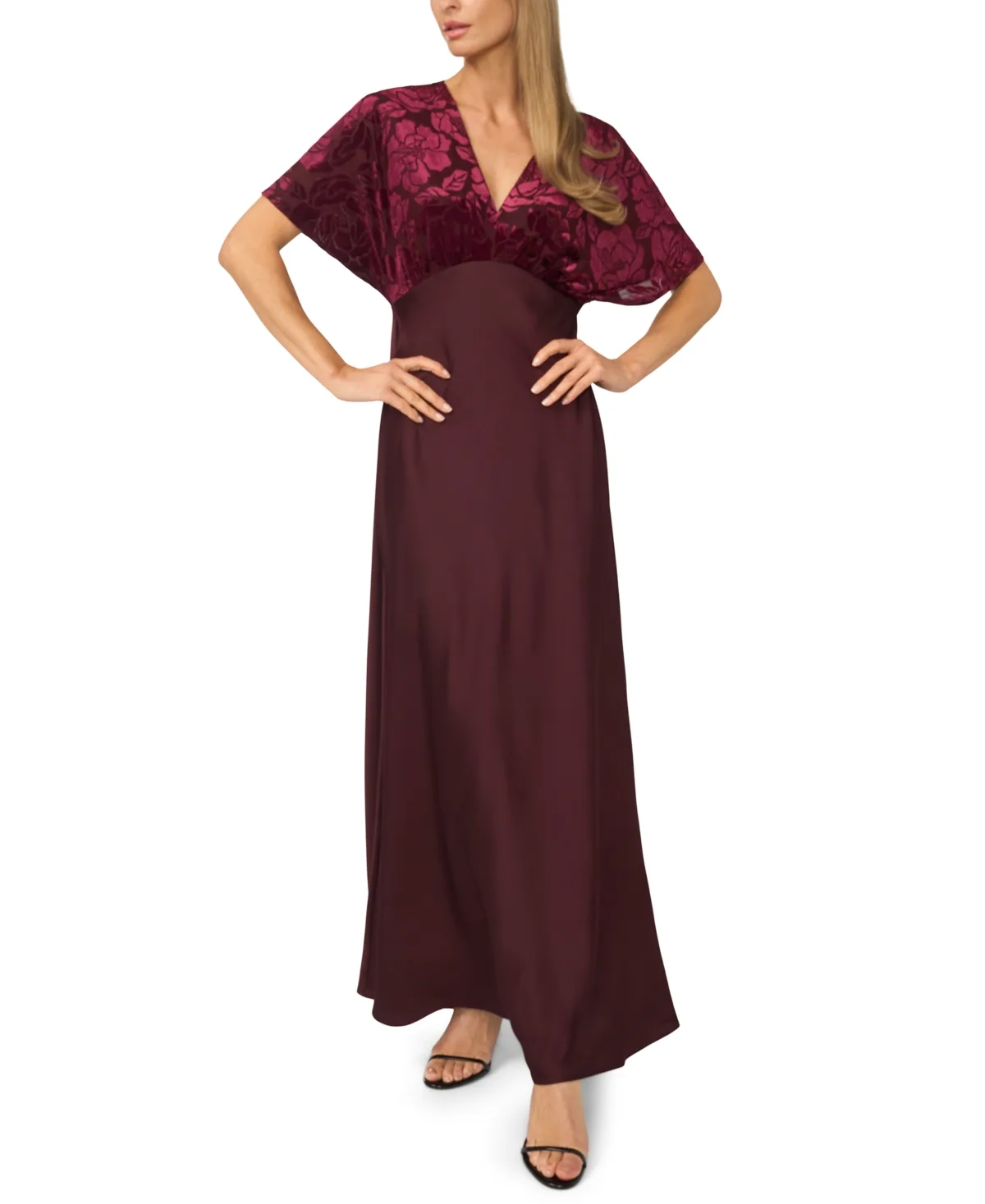 V-Neck Dolman-Sleeve Maxi Dress