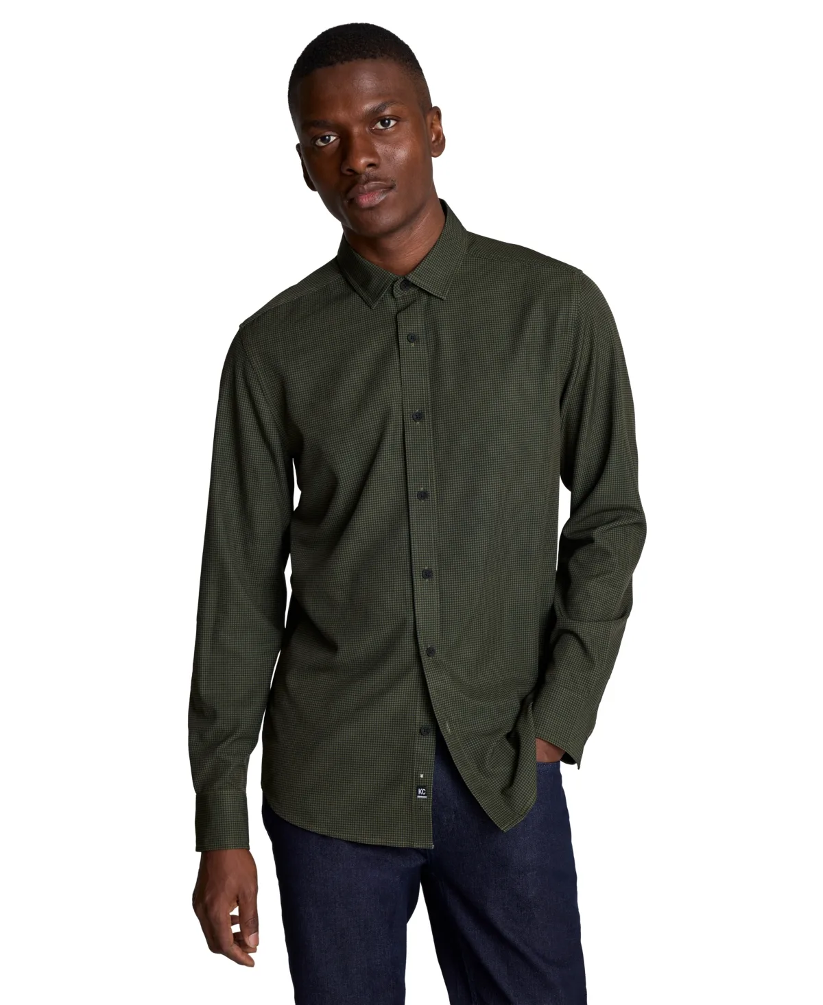 Classic-Fit Diamond-Print Long-Sleeve Shirt by Kenneth Cole