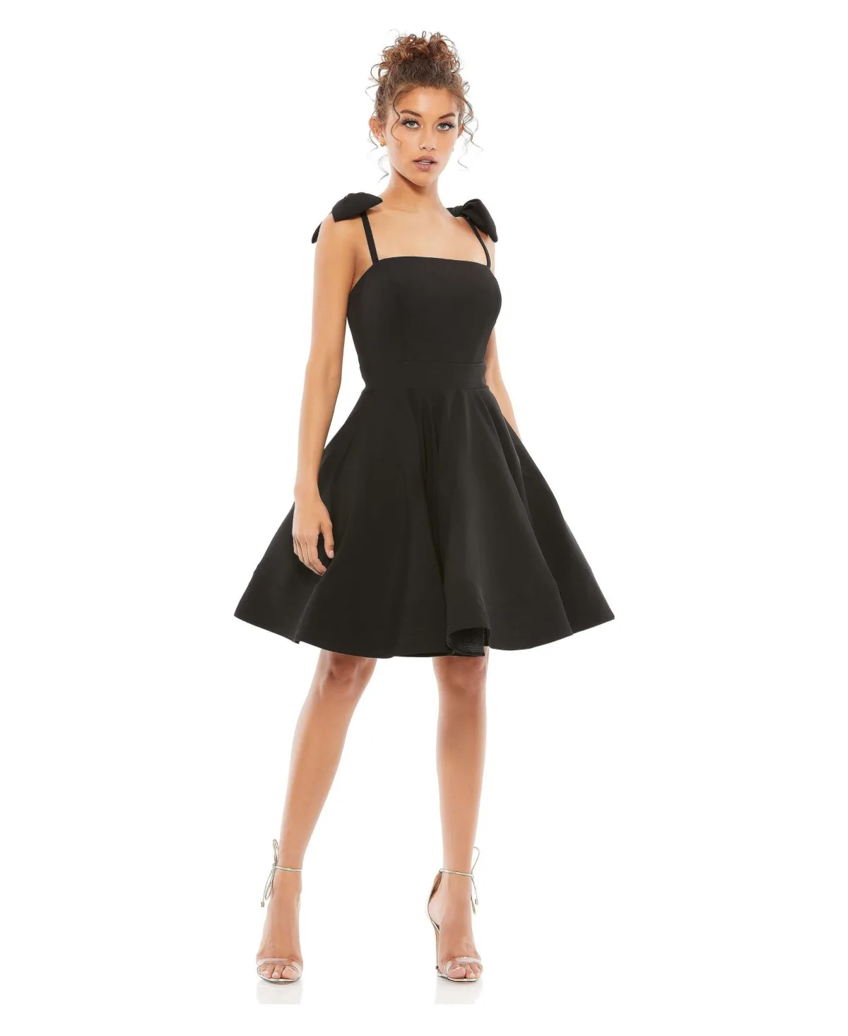 Mac Duggal Crepe Fit and Flare Dress with Shoulder Bows by M.A.C.