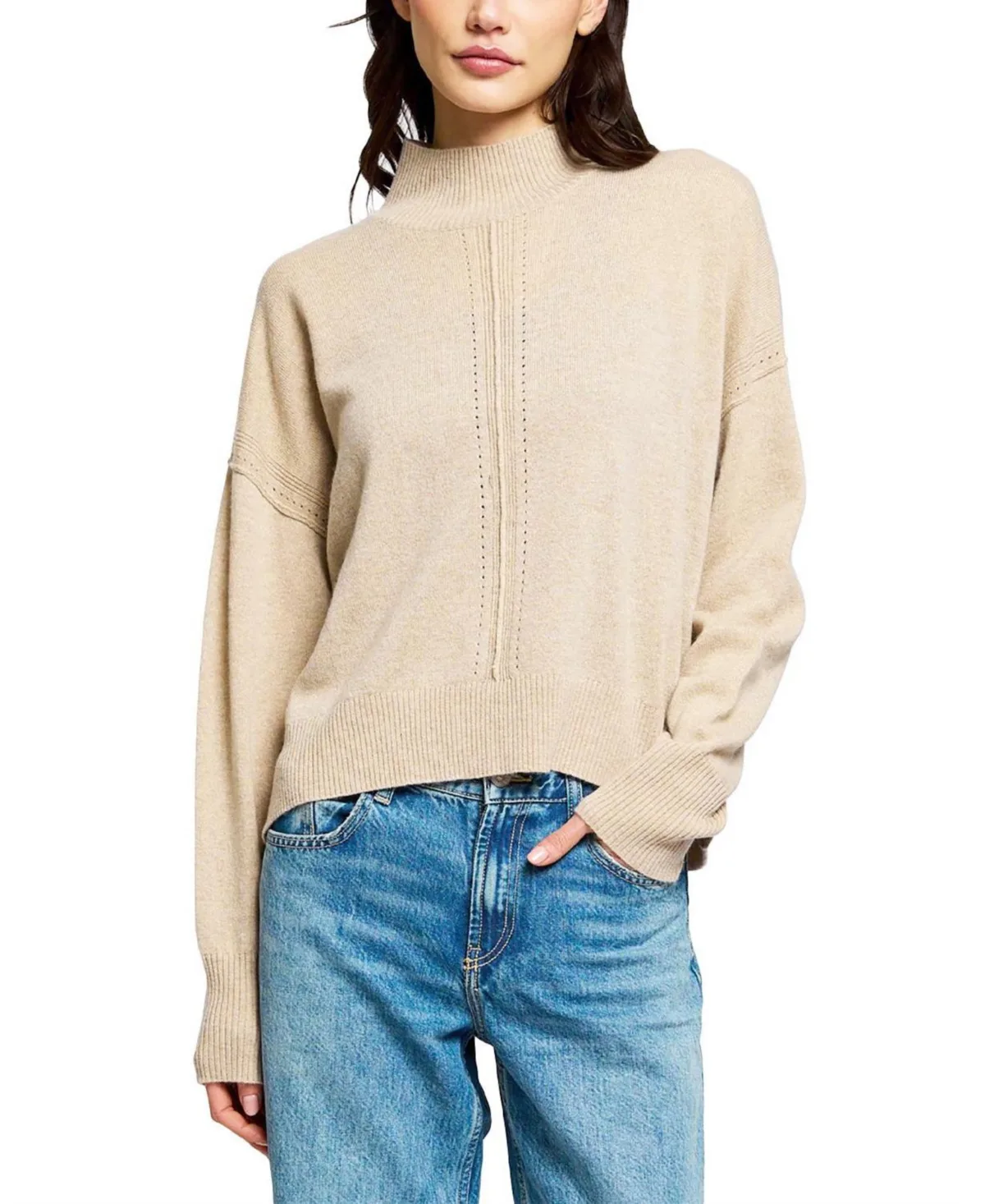 Thea Cashmere Mock Neck Oversized Sweater