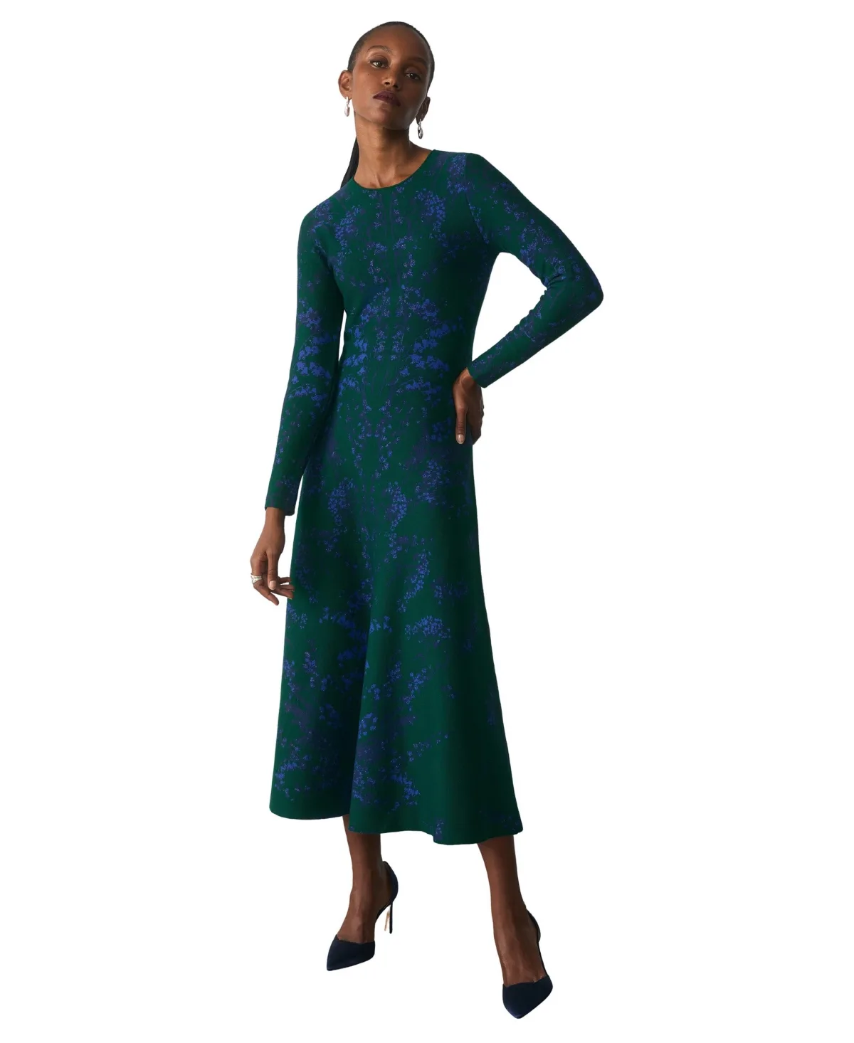 Varenna Long-Sleeve Floral Midi Dress by The Fold