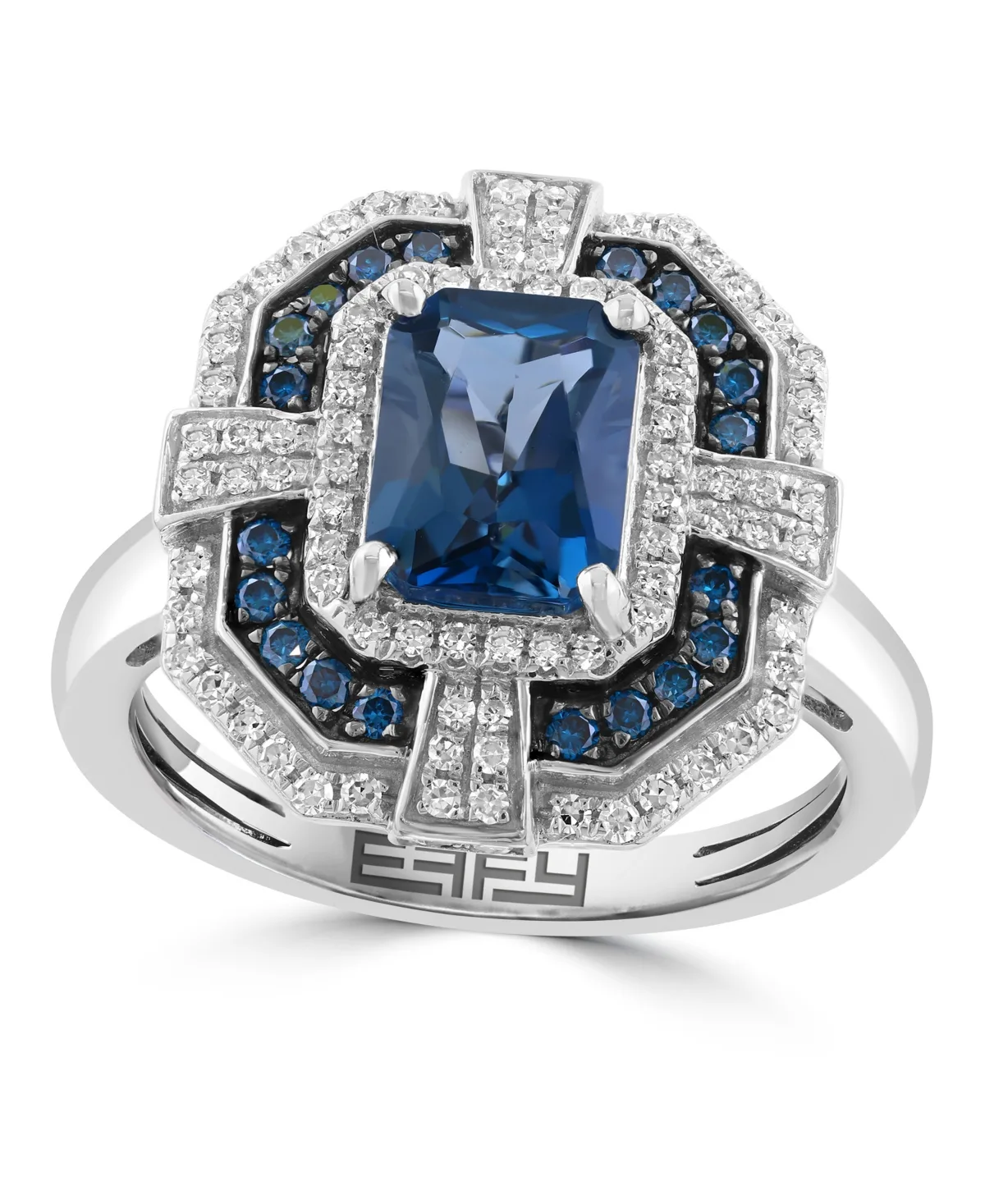 Blue Diamond and London Blue Topaz Ring (1/2 ct. t.w.) in 14k White Gold by Effy Collection