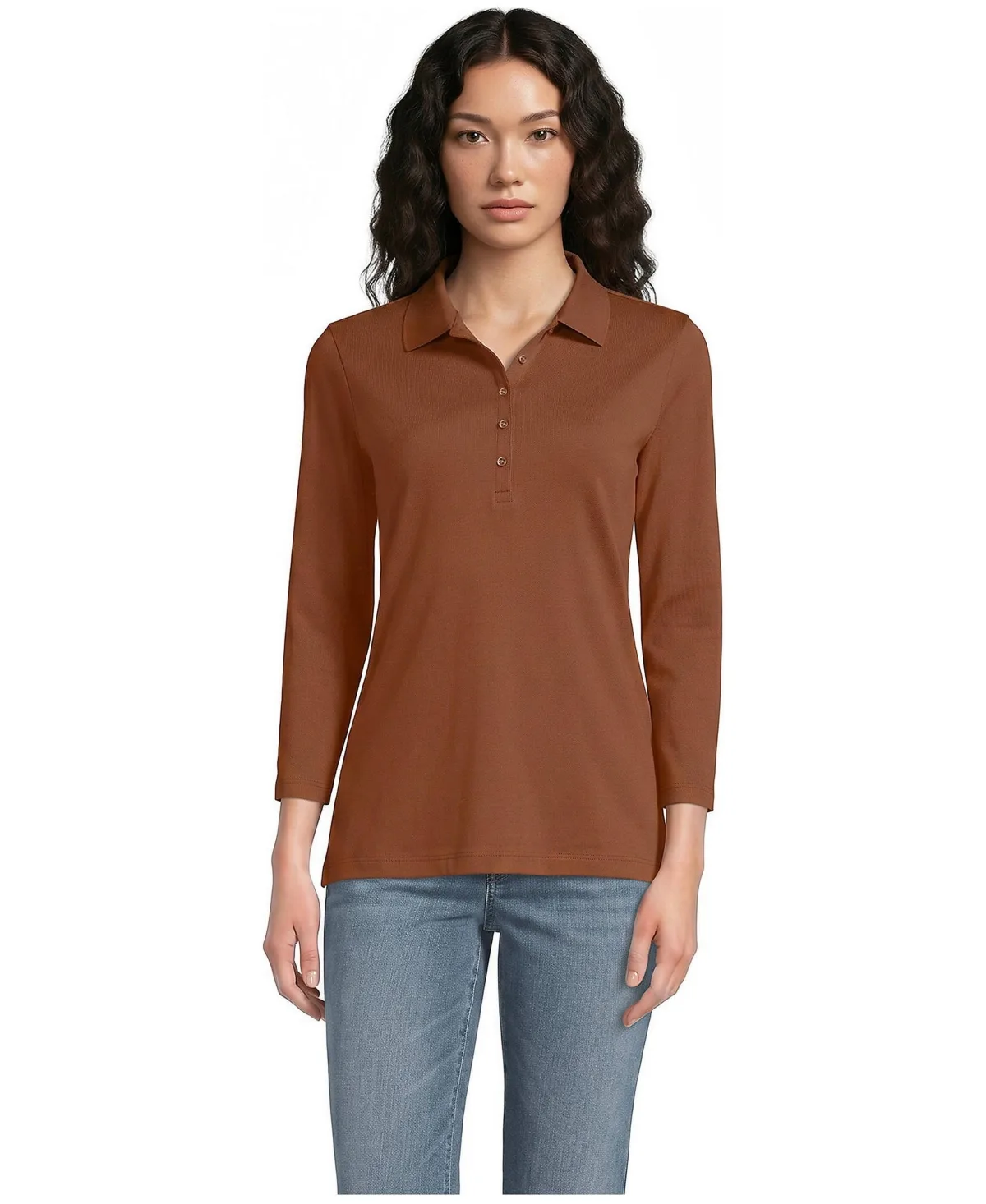 3/4 Sleeve Supima Cotton Polo Shirt by Lands' End