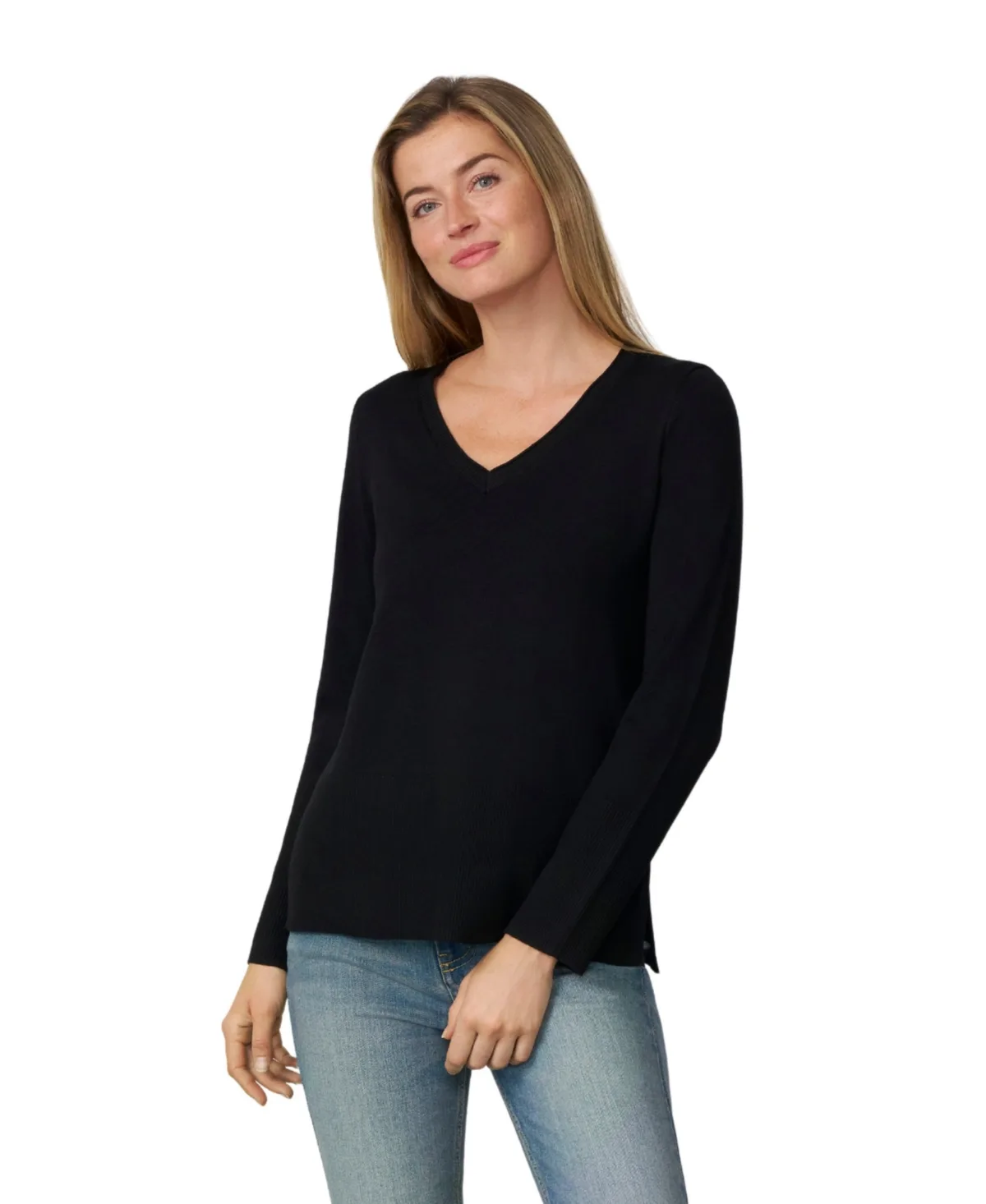 Melissa V-Neck Rib Trim Sweater