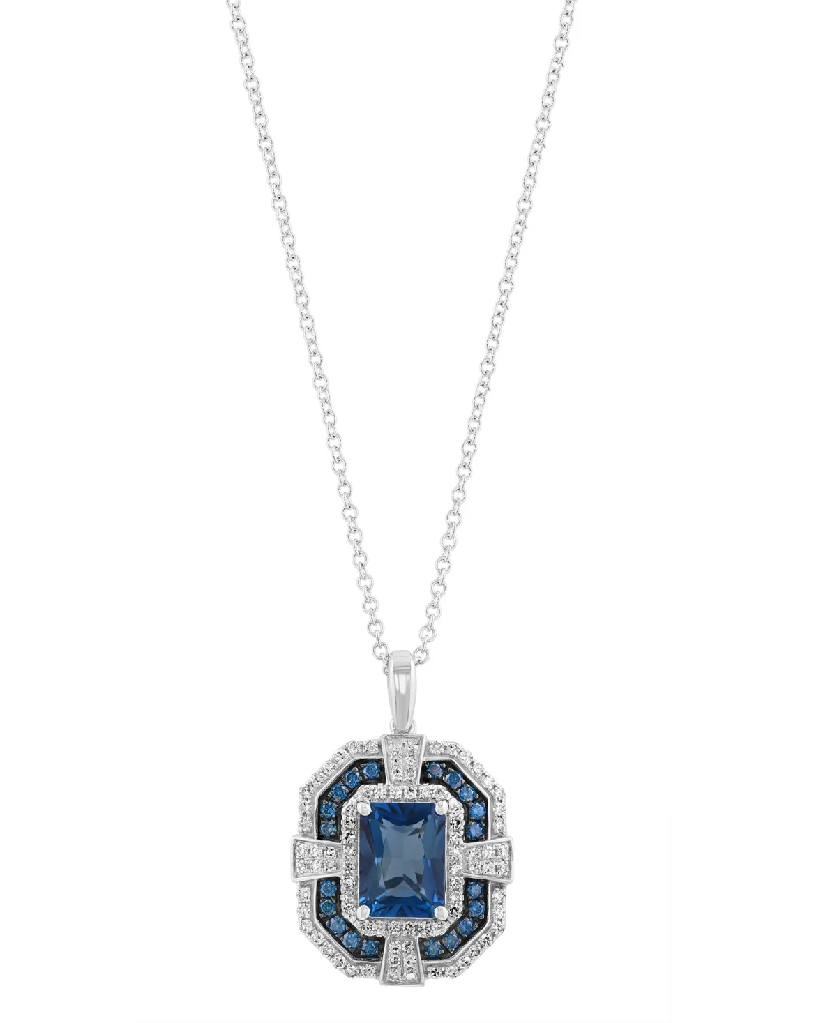 White and Blue Diamond with London Blue Topaz Pendant (1/2 ct. t.w.) in 14k White Gold by Effy Collection