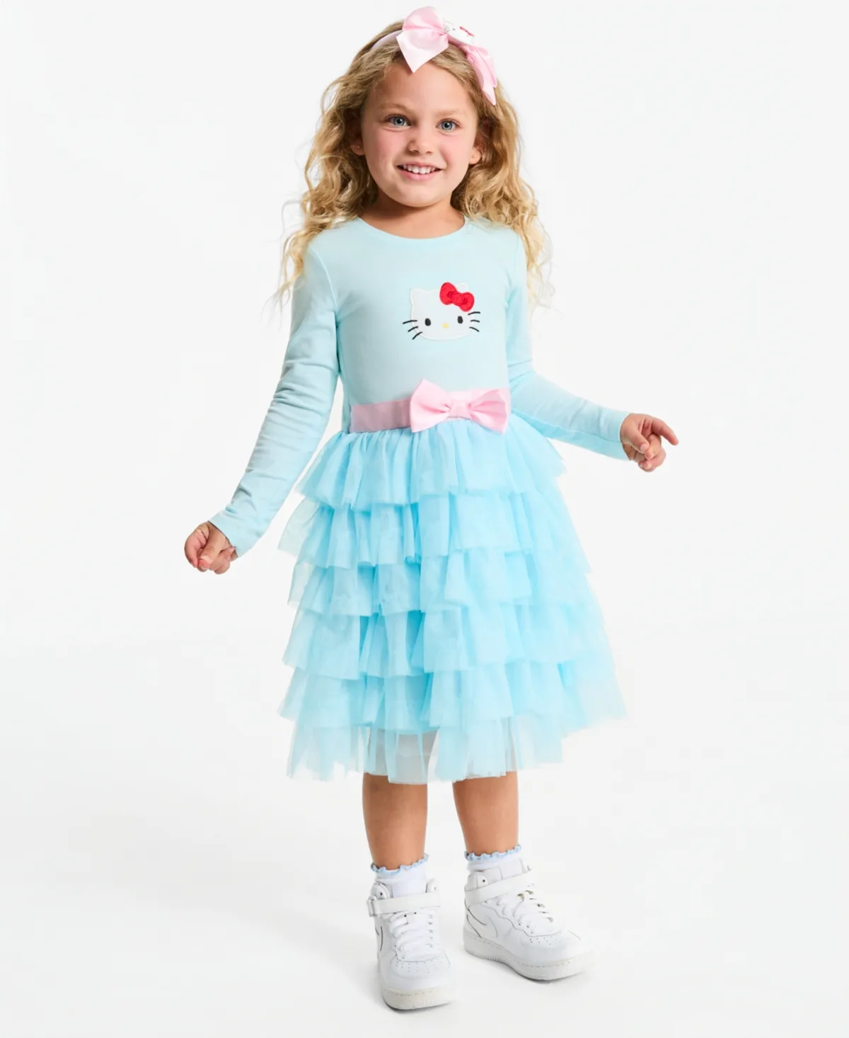 Hello Kitty and Friends Long Sleeve Layered Mesh Dress and Headband, 2-Piece Set by Macy's
