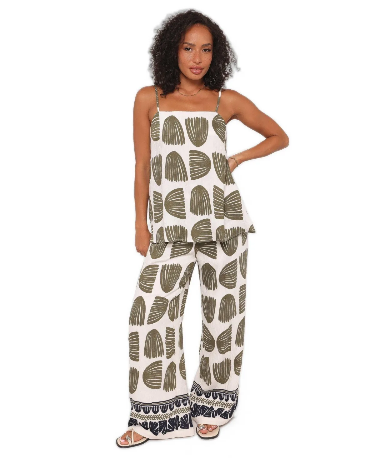 Brianna Square-Neckline Sleeveless Wide-Leg Top and Pants, 2-Piece Set by Petal and Pup