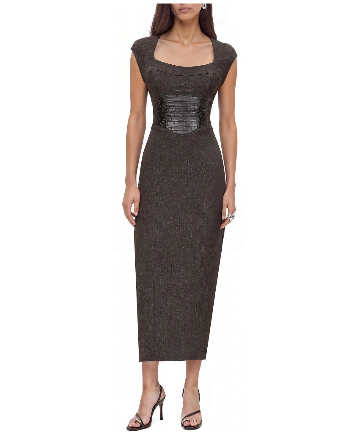 Croc Effect Corset Midi Dress by Nocturne
