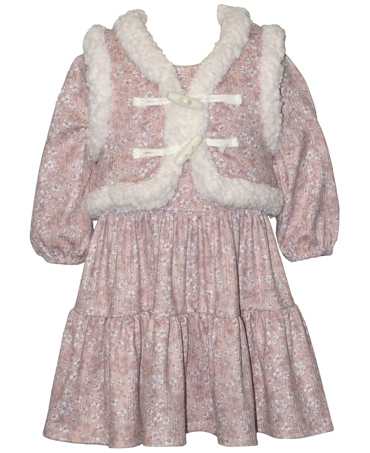 Ditzy Floral Dress and Sherpa Vest, 2-Piece Set by Bonnie Baby