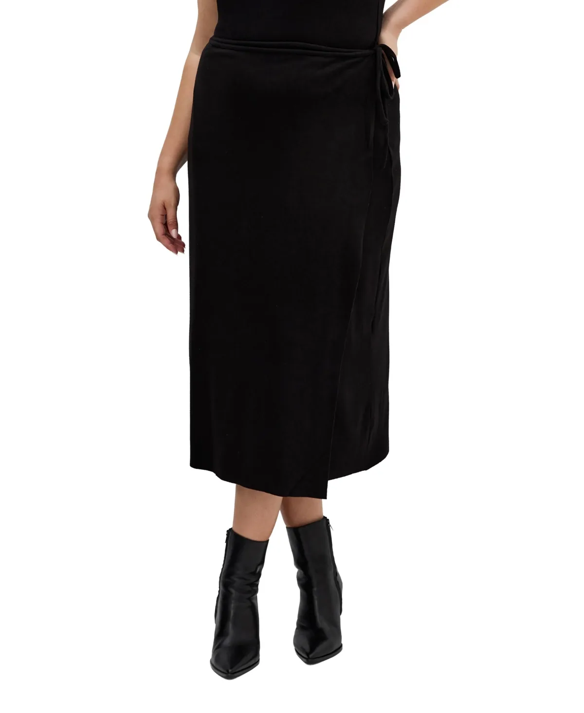 Callie Wrap Knit Midi Skirt by City Chic