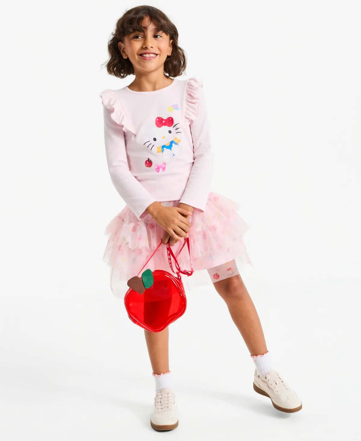 Hello Kitty and Friends Long Sleeve Top, Layered Mesh Skirt and Crossbody Bag 3-Piece Set by Macy's