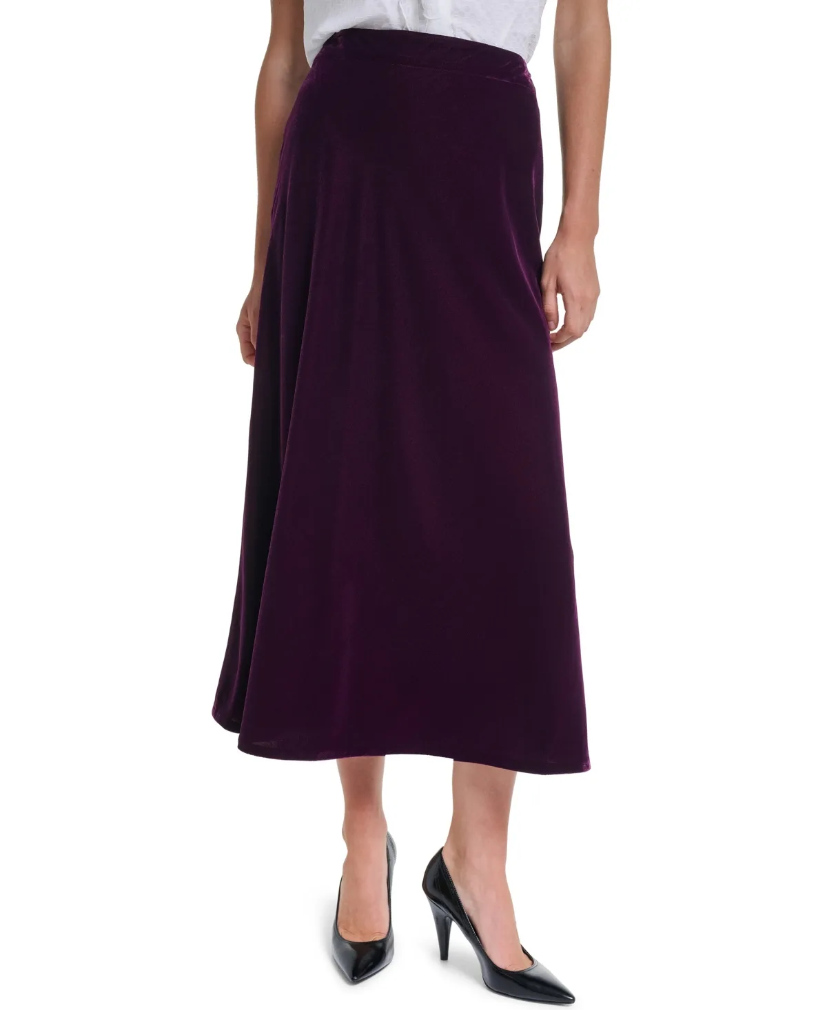 Velvet A-Line Midi Skirt by Karl Lagerfeld