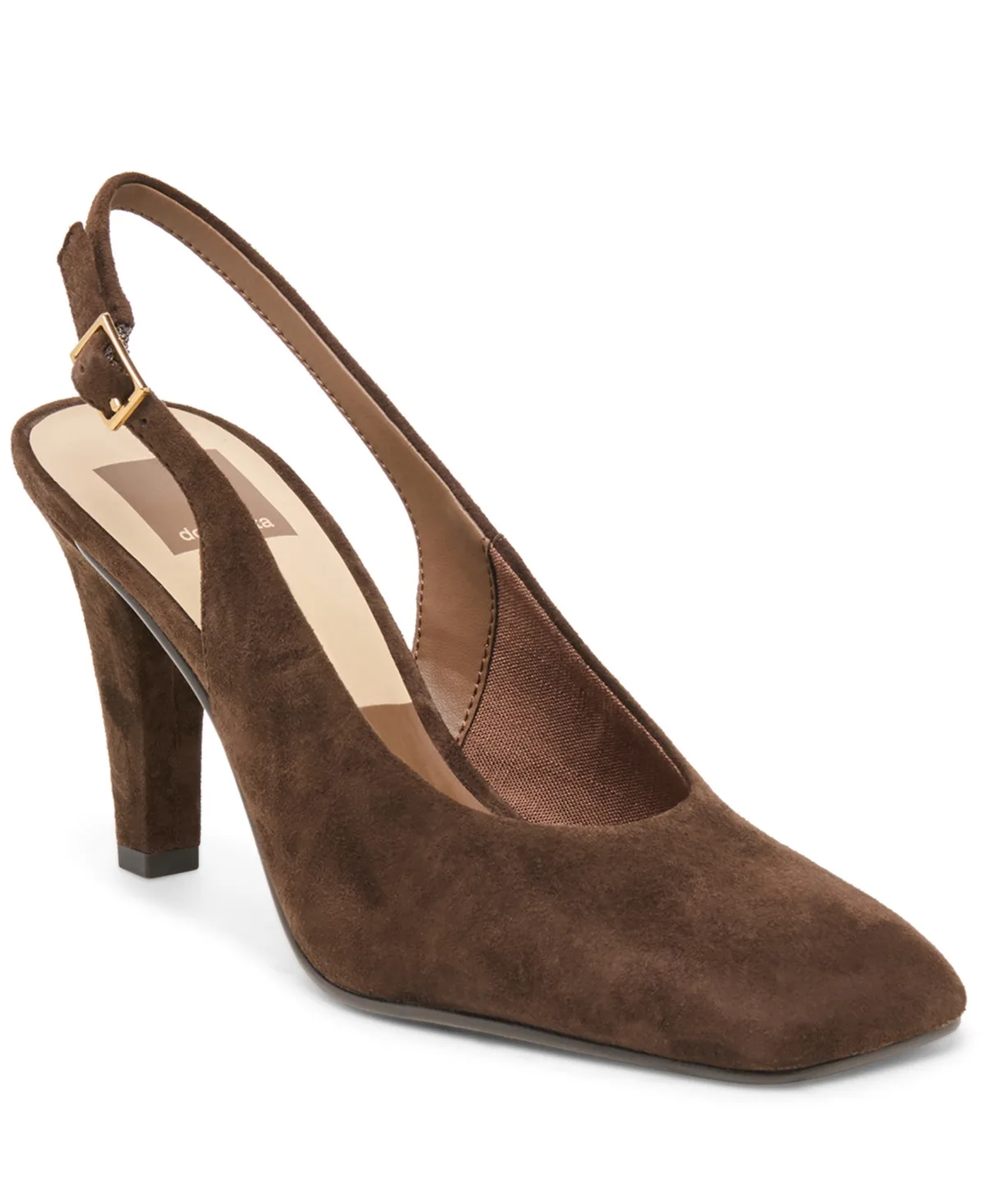Gessia Snip Toe Slingback Heeled Pumps - Dark Brown Suede by Dolce Vita