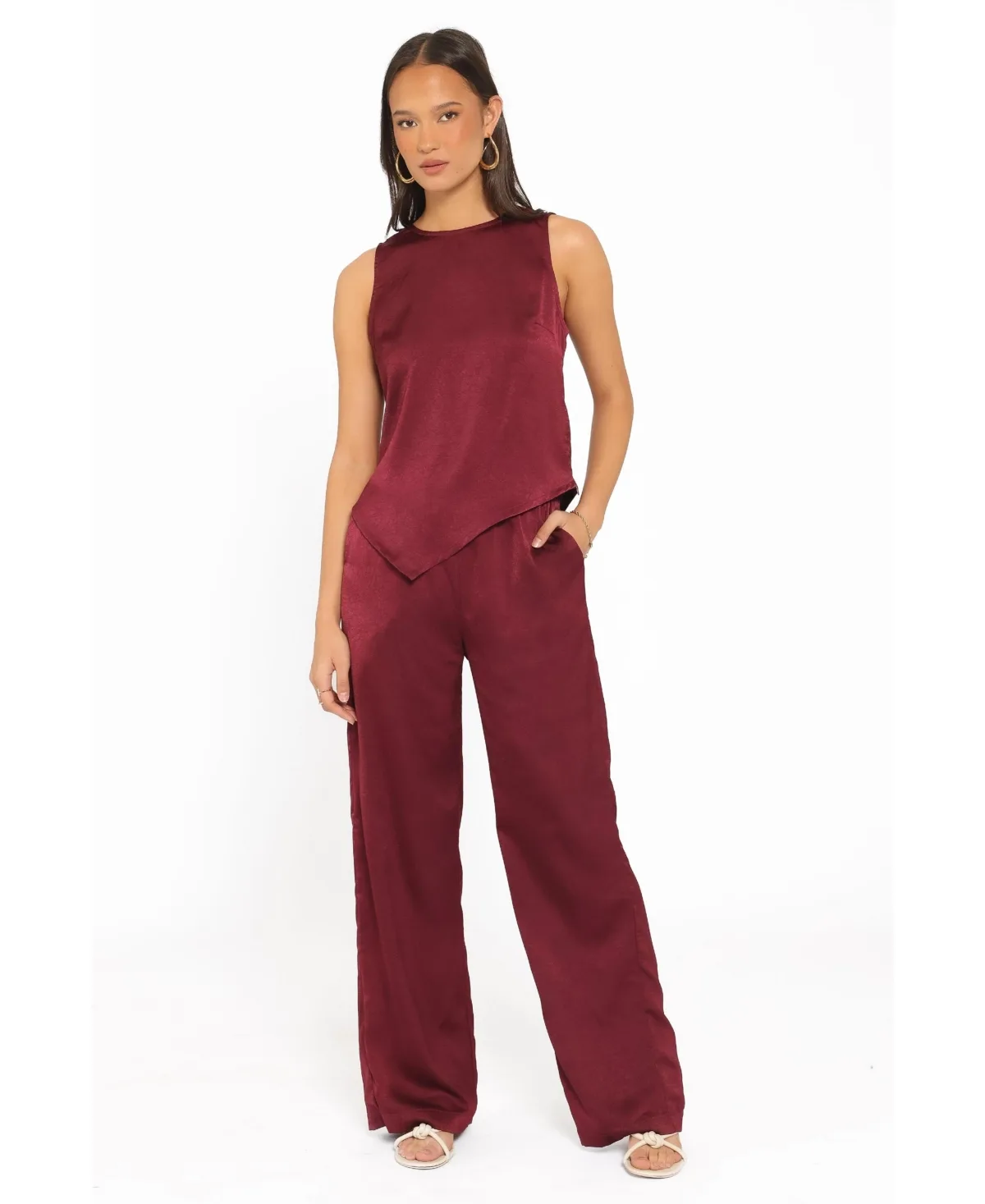 Lira Sleeveless High-Neckline Wide-Leg Top and Pants, 2-Piece Set by Petal and Pup