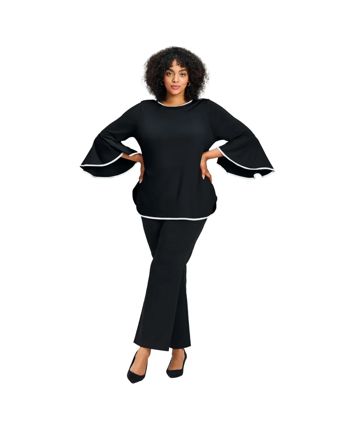 Ivana Contrast Bell Sleeve Top by Avenue