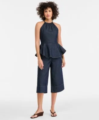 Denim Halter Top Cropped Culottes by INC International Concepts