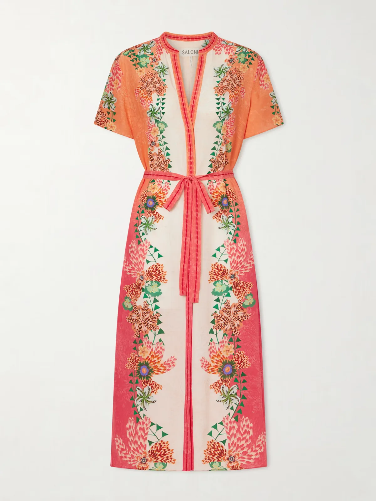 - Vicki Belted Floral-print Silk Midi Dress -