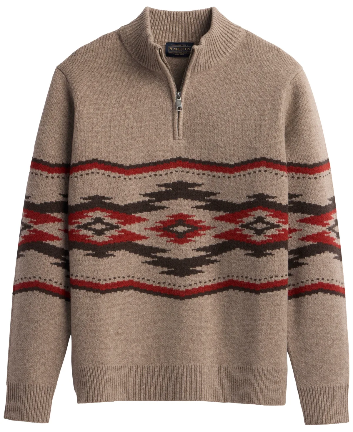 Crown Point Mock Neck Quarter-Zip Lambswool Sweater by Pendleton