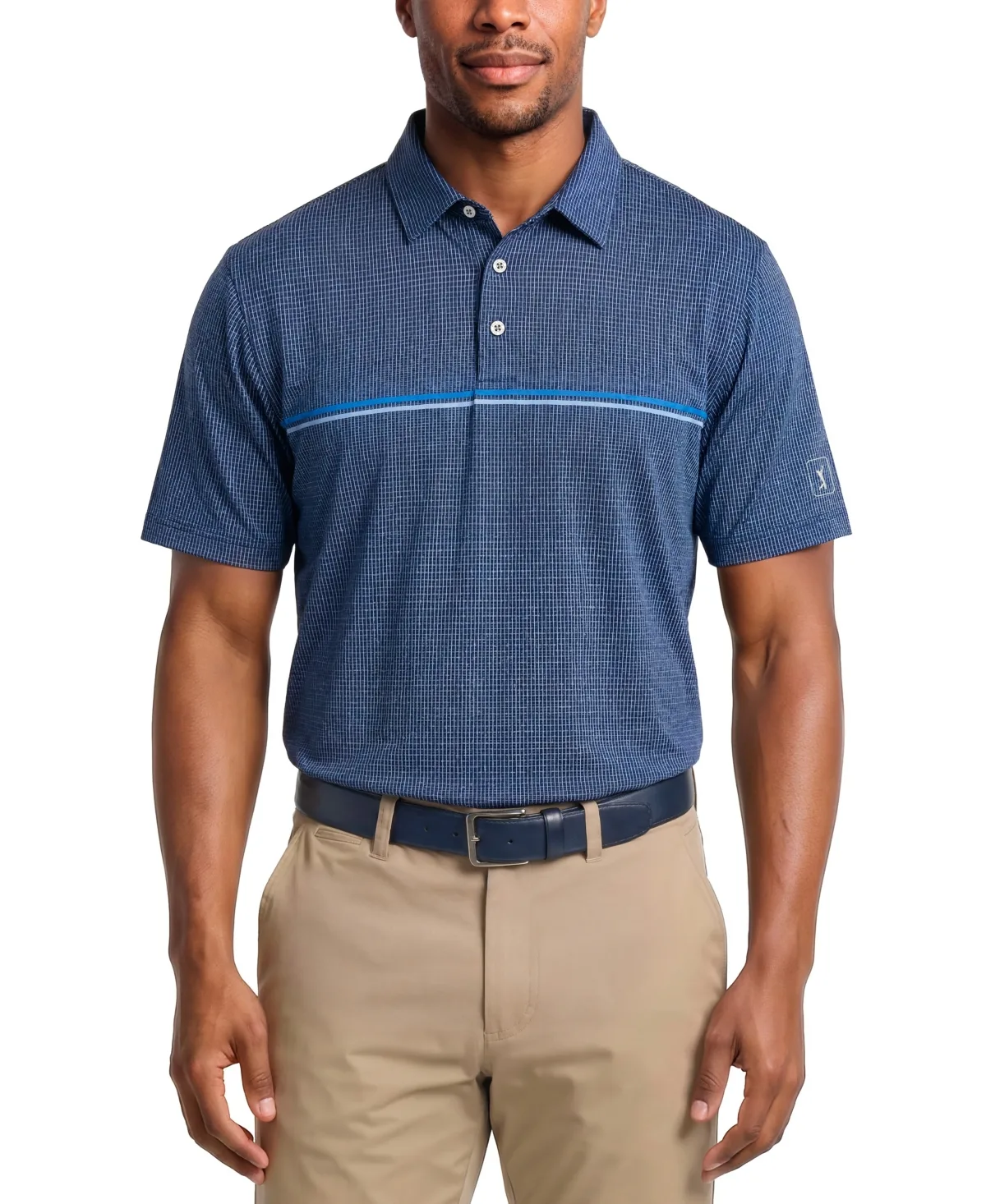 Fine Line Jaspe Gingham Print Classic-Fit Polo Shirt by Pga Tour