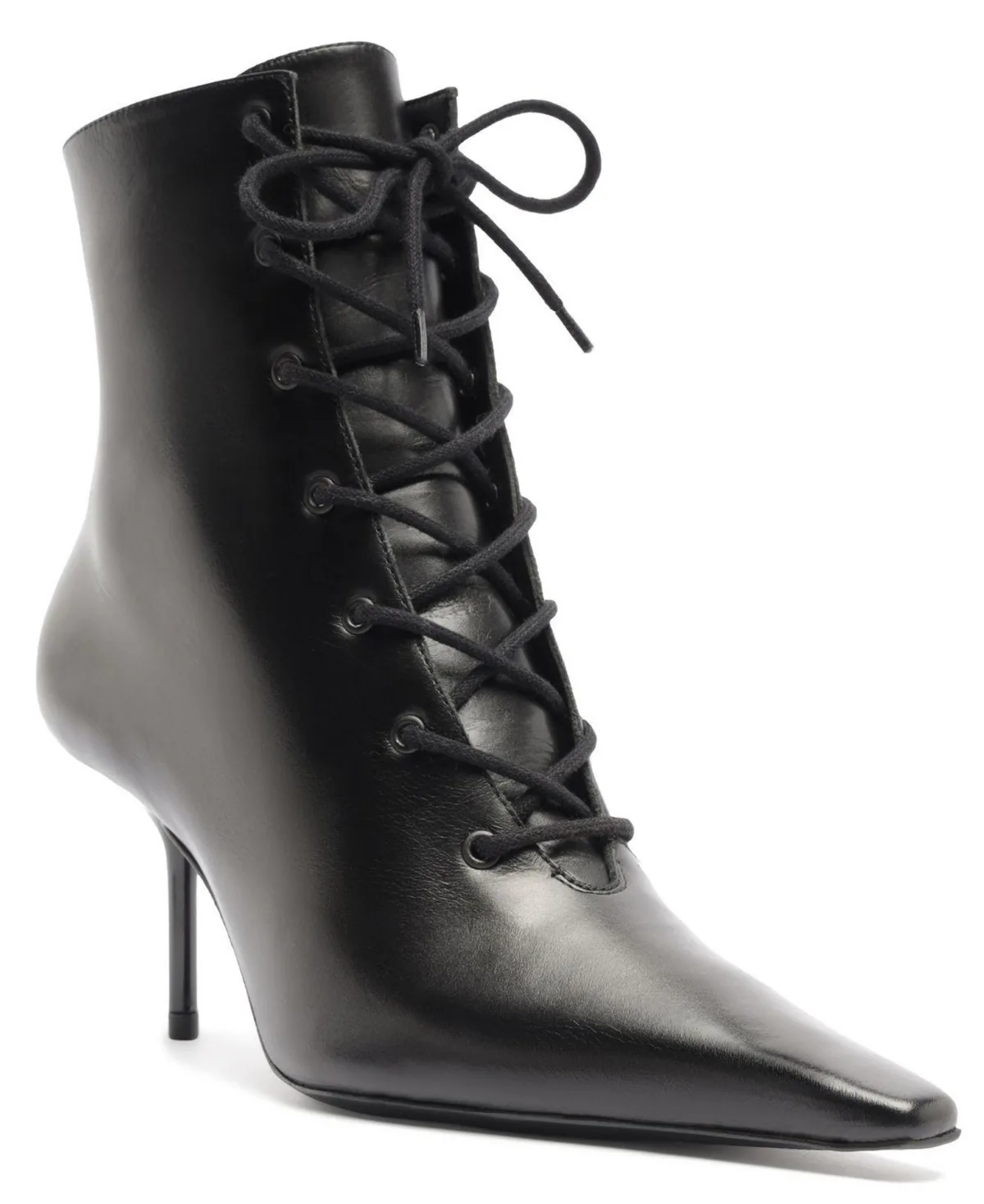 Roxanne Pointed Toe Stiletto Lace-Up Leather Booties by SCHUTZ
