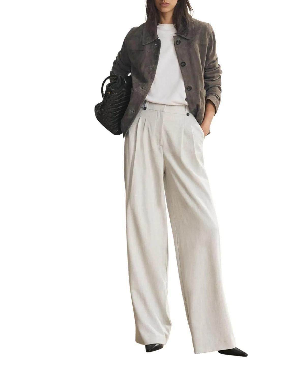 Mensy Tailored Wide-Leg Pleated Trousers by Mint Velvet