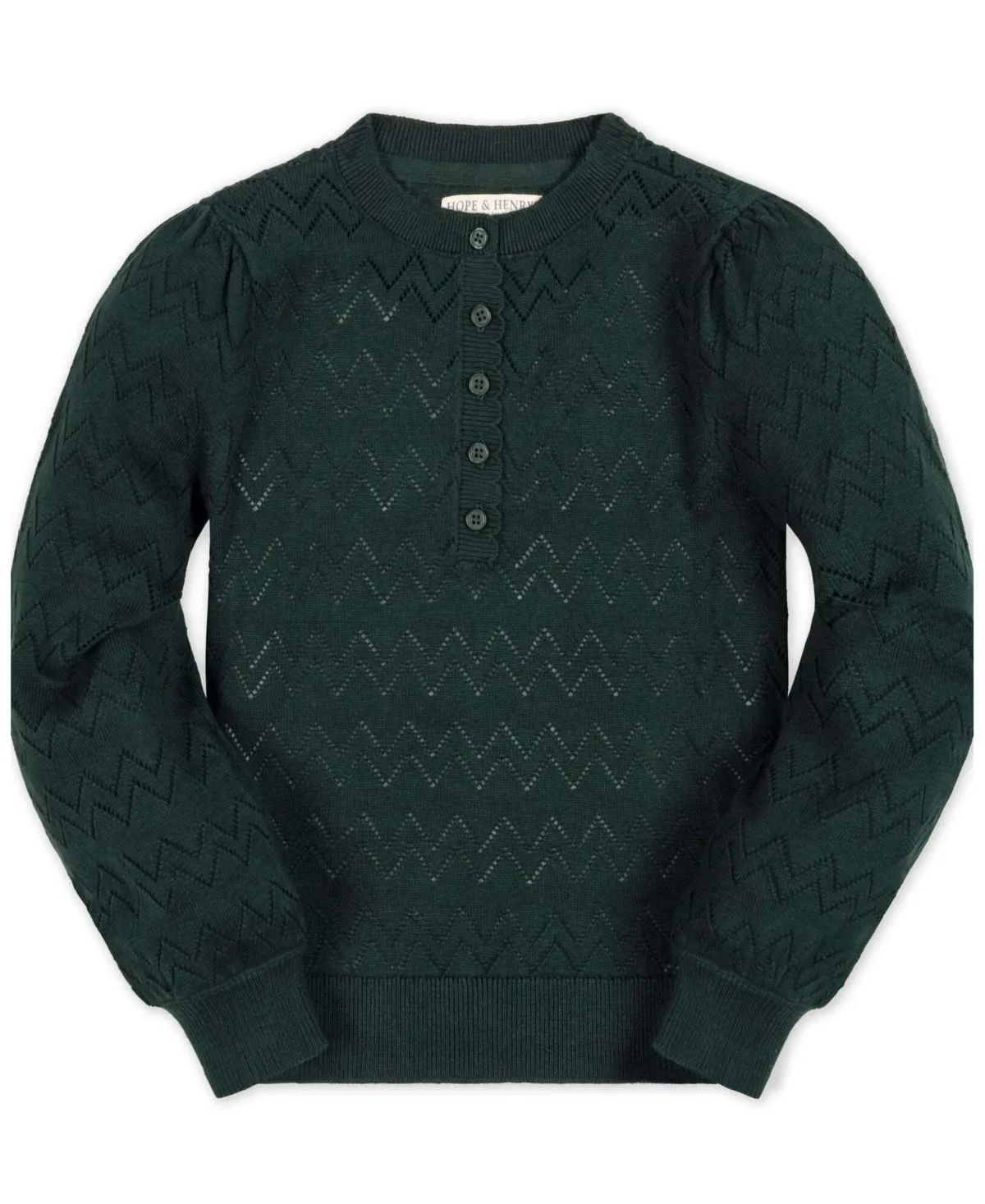 Puff-Sleeve Textured Organic Cotton Sweater by Hope & Henry
